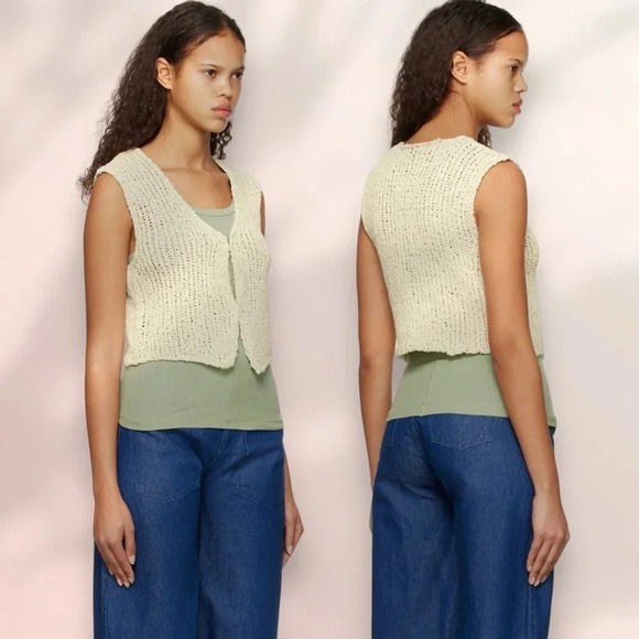 NWT TheOpen Product V NECK KNIT VEST Beige One Size - Picture 16 of 17